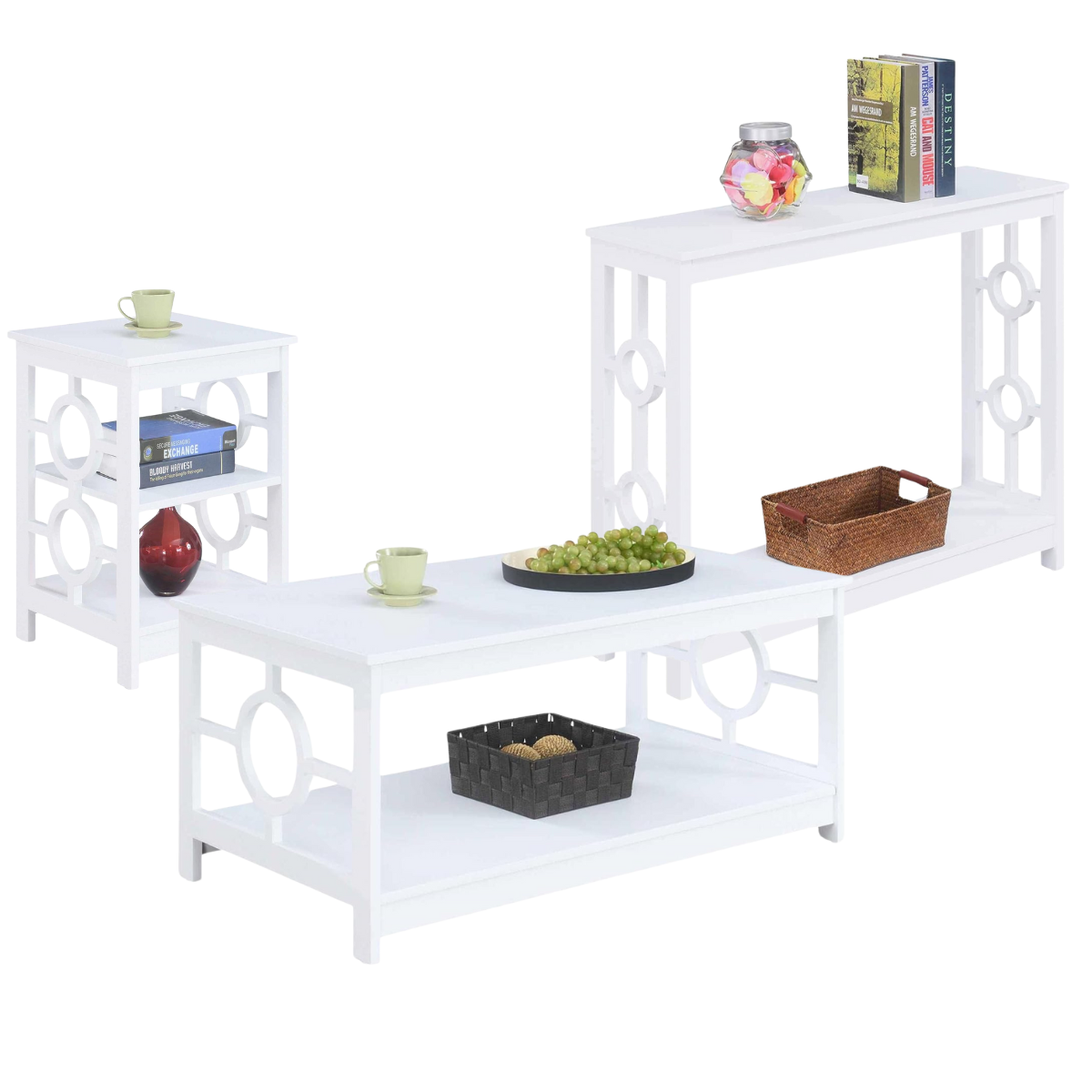 3pce Ring Coffee Table, Side Table & Console