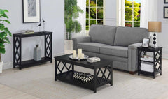 3pce Diamond Black Coffee Table & 2 Side Tables